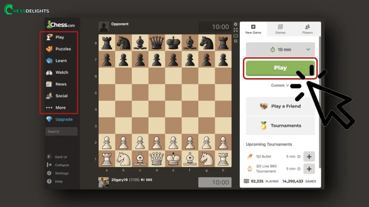 User Interface of Free Chess.com