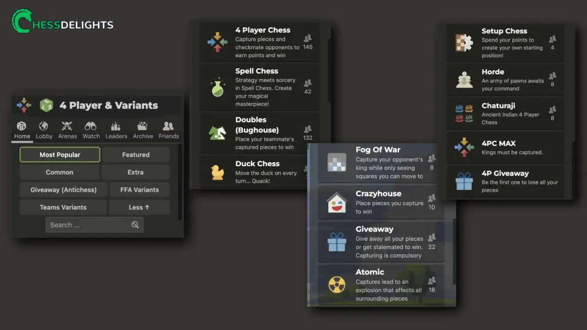 chess variants in chess.com